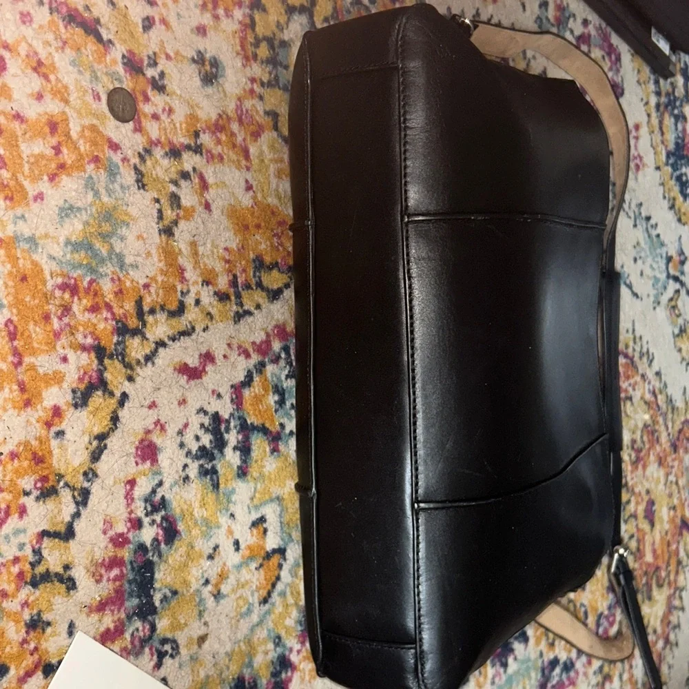 Cole Haan Black and silky blue inside Leather Briefcase messenger bag